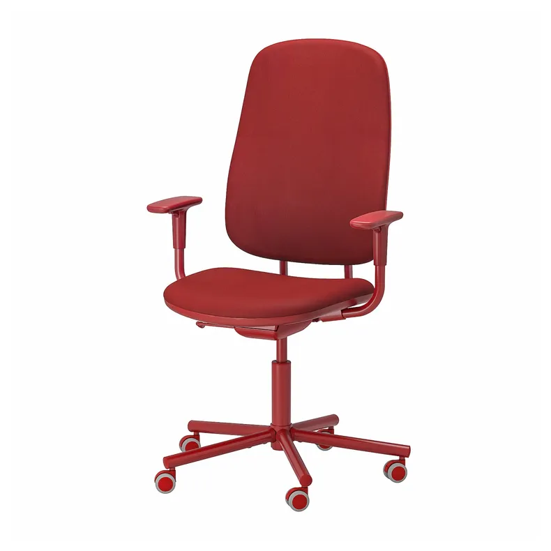 IKEA SMÖRKULL СМЕРКУЛЛЬ, офісний стілець із підлокітниками, Грассенс червоний 605.034.37 фото №1