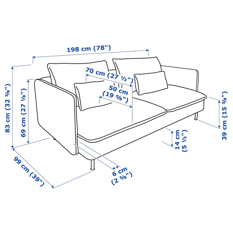 IKEA SÖDERHAMN СЕДЕРХАМН, 3-місний диван, Тонеруд червоний 095.144.58 фото №7