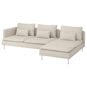 IKEA SÖDERHAMN СЕДЕРХАМН, 4-місний диван із кушеткою, з відкритим торцем / Gunnared бежевий 795.280.32 фото