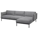 IKEA ÄPPLARYD ЕППЛАРЮД, 3-місний диван із кушеткою, ЛЕЙДЕ сірий / чорний 694.180.67 фото thumb №2