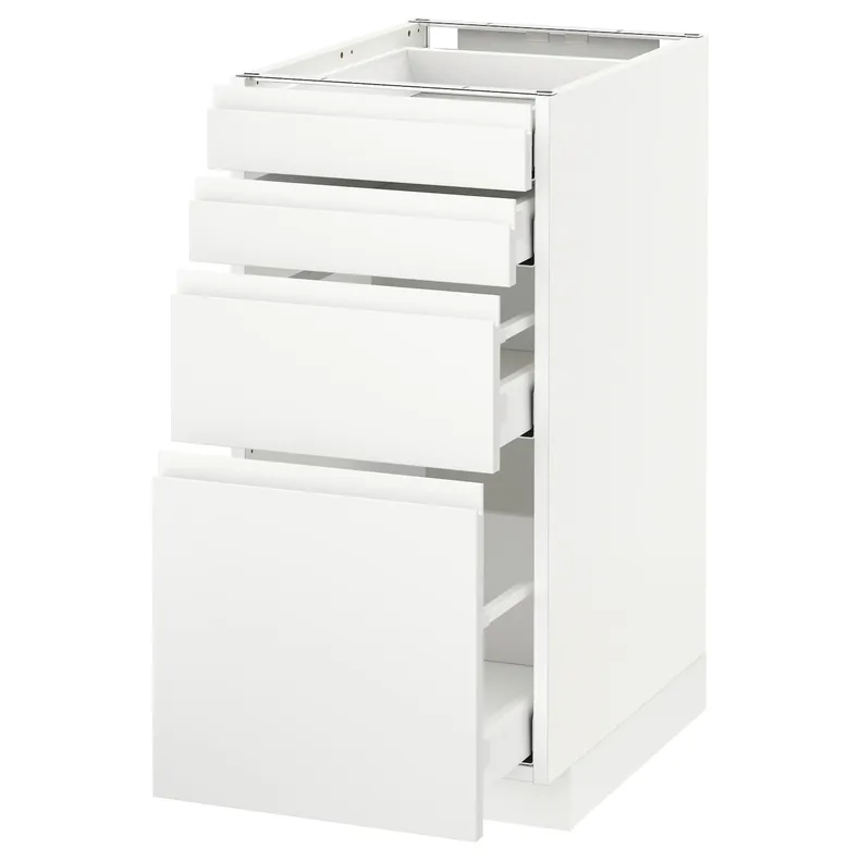IKEA METOD МЕТОД / MAXIMERA МАКСИМЕРА, напольн шкаф 4 фронт панели / 4 ящика, белый / Воксторп матовый белый, 40x60 см 691.128.06 фото №1