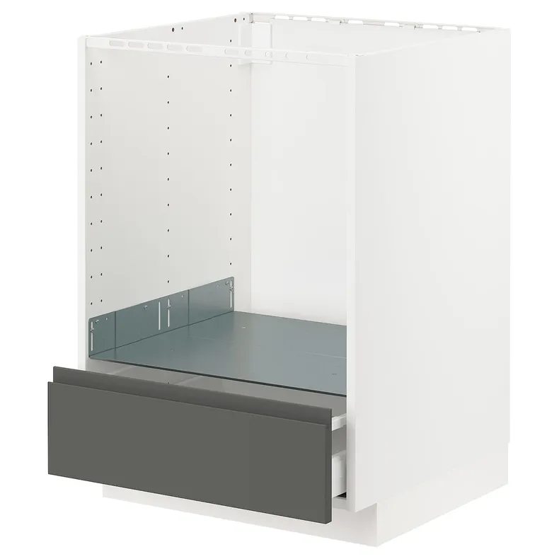 IKEA METOD МЕТОД / MAXIMERA МАКСИМЕРА, напольный шкаф д / духовки, с ящиком, белый / Воксторп темно-серый, 60x60 см 293.102.38 фото №1