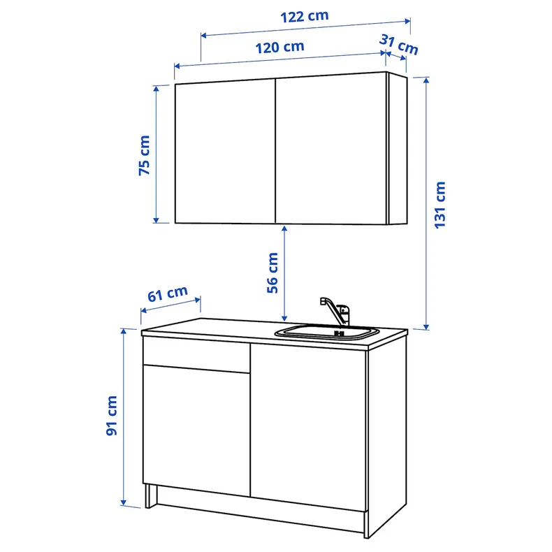 IKEA KNOXHULT КНОКСХУЛЬТ, кухня, білий, 120x61x220 см 191.804.64 фото №10