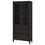 IKEA HEMNES ХЕМНЭС, шкаф-витрина с 3 ящиками, черный и коричневый, 90x197 см 703.717.71 фото