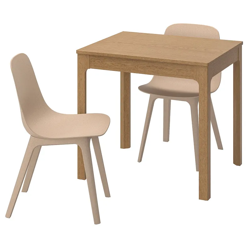 IKEA EKEDALEN ЭКЕДАЛЕН / ODGER ОДГЕР, стол и 2 стула, дуб / бело-бежевый, 80 / 120 см 492.214.01 фото №1