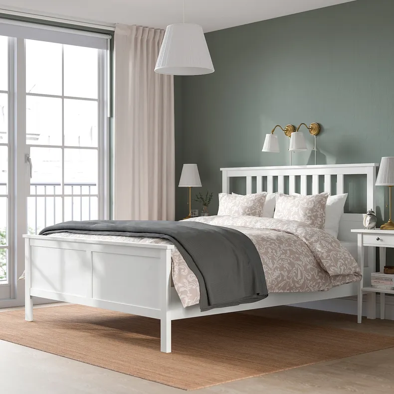 IKEA HEMNES ХЕМНЭС, каркас кровати с матрасом, белая морилка / твердая древесина Экрехамн, 140x200 см 495.419.97 фото №6