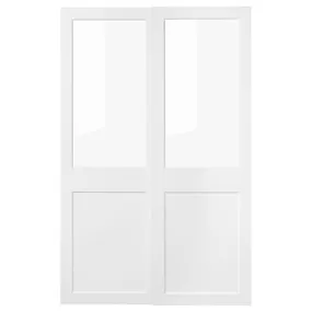 IKEA GRIMO ГРИМО, пара раздвижных дверей, стекло / белый, 150x236 см 405.452.97 фото