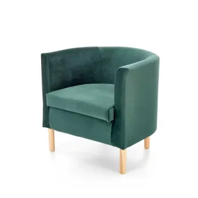 Крісло м'яке HALMAR CLUBBY 2 темно-зелений/натуральний фото