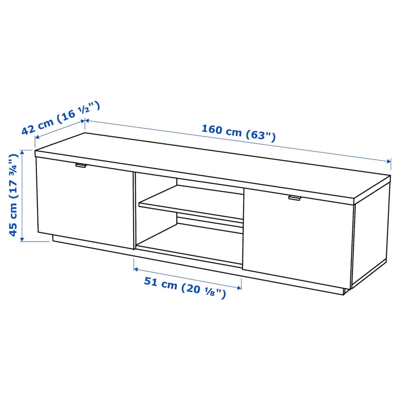 IKEA BYÅS БЮОС, тумба под ТВ, глянцевый белый, 160x42x45 см 802.277.97 фото №4