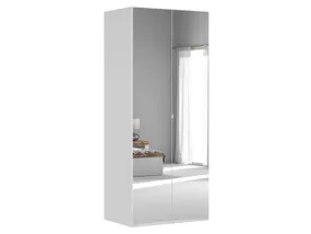 BRW Двухдверный шкаф Flex 100 см с зеркалом белый, зеркало SZAFA_ZESTAW_142-BI фото