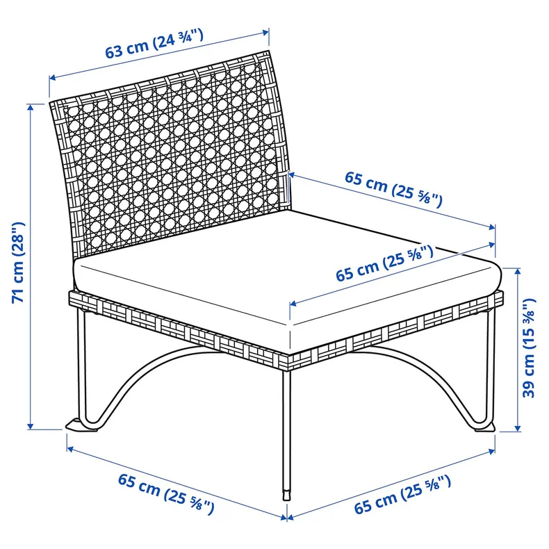 IKEA JUTHOLMEN, садове крісло, темно-сірий/куддарна світло-сірий бежевий, 65x73x71 см 695.782.25 фото №2