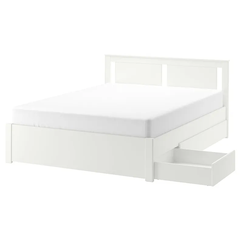 IKEA SONGESAND СОНГЕСАНД, каркас кровати с 2 ящиками, белый, Линдбоден, 140x200 см фото №1