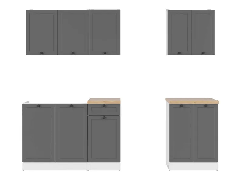 BRW Кухонний гарнітур Junona Line A 180 см з графітовою стільницею, біле/графіт/дубове крафтове золото JUNONA_MODUL_WER_2/180A_ZBL-BI/GF/DCRZ фото №1