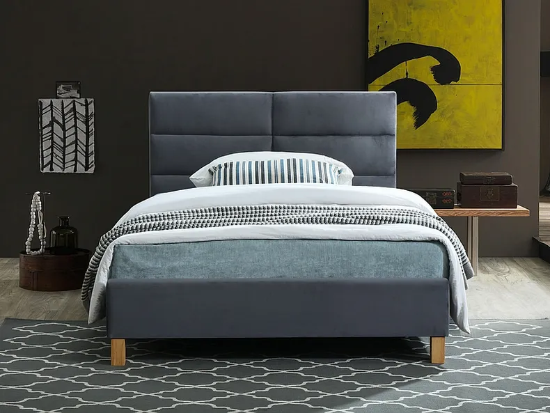 Кровать односпальная бархатная SIGNAL SIERRA Velvet, серый, 120x200 фото №3