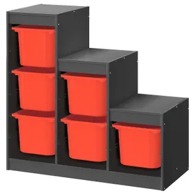 IKEA TROFAST ТРУФАСТ, комбинация д/хранения, серый/оранжевый, 99x44x94 см 795.268.63 фото