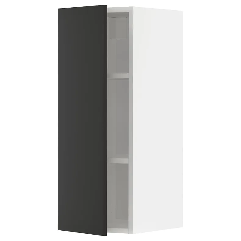 IKEA METOD МЕТОД, навесной шкаф с полками, белый / Никебо матовый антрацит, 30x80 см 994.983.88 фото №1