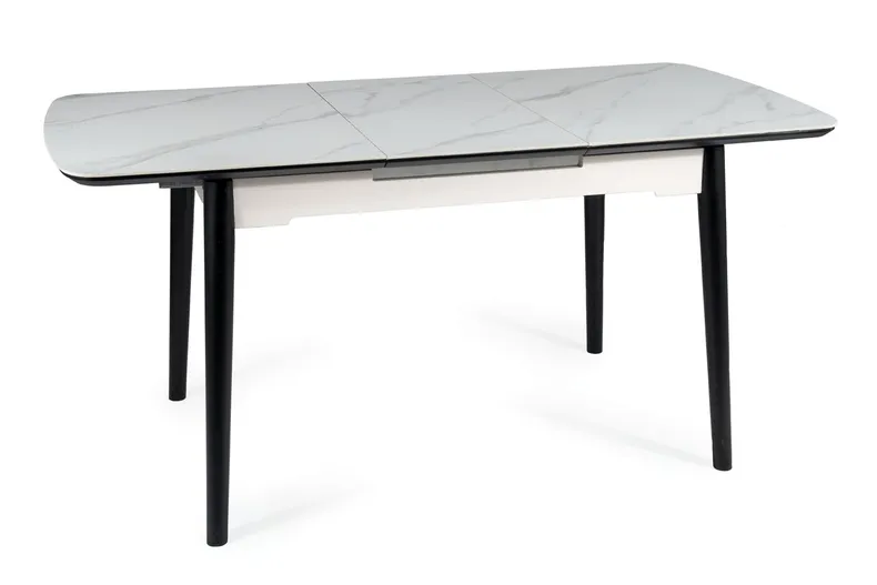 Стол обеденный раскладной SIGNAL APOLLO, белый мрамор / черный матовый, 80x120 фото №5