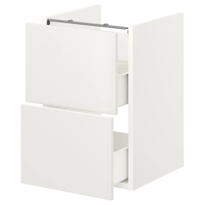 IKEA ENHET ЕНХЕТ, підлогова шафа під раковин з 2 шухл, білий, 40x42x60 см 093.210.49 фото №1