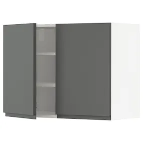 IKEA METOD МЕТОД, навісна шафа з полицями / 2 дверцят, білий / Voxtorp темно-сірий, 80x60 см 994.654.44 фото