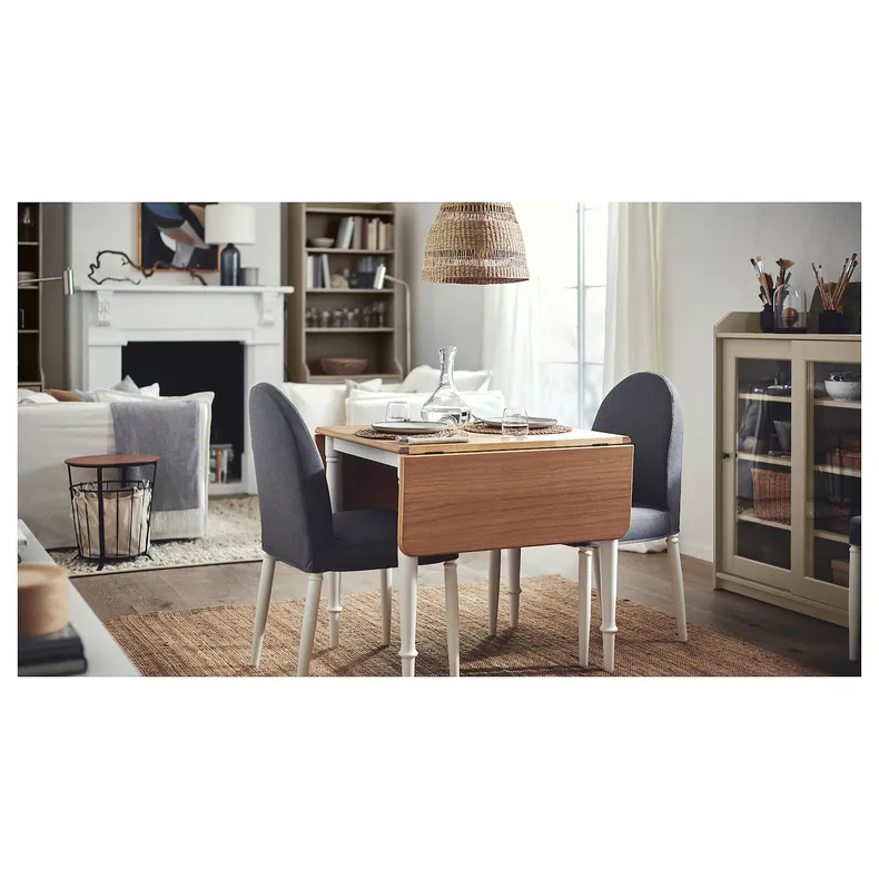 IKEA DANDERYD ДАНДЕРЮД / DANDERYD ДАНДЕРЮД, стіл+2 стільці, дуб okl білий / віссл сірий, 74 / 134x80 см 394.839.31 фото №2