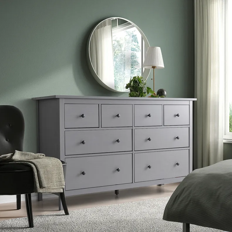 IKEA HEMNES ХЕМНЭС, комод с 8 ящиками, серый цвет, 160x96 см 303.924.69 фото №2