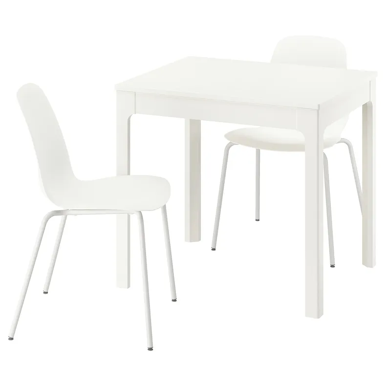 IKEA EKEDALEN ЕКЕДАЛЕН / LIDÅS ЛІДОС, стіл+2 стільці, білий/білий білий, 80/120 см 595.703.81 фото №1