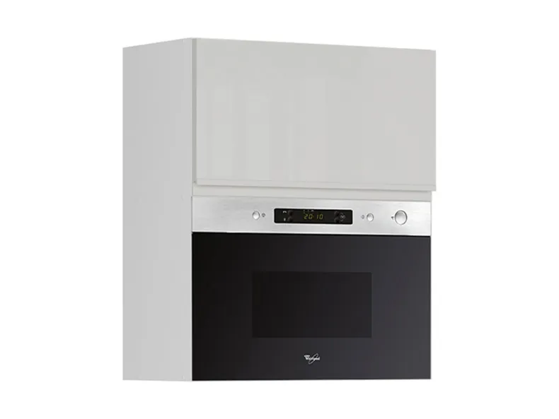 BRW Кухонный верхний шкаф Sole 60 см с микроволновой печью светло-серый глянец, альпийский белый/светло-серый глянец FH_GMO_60/72_O_MBNA900-BAL/XRAL7047/IX фото №1