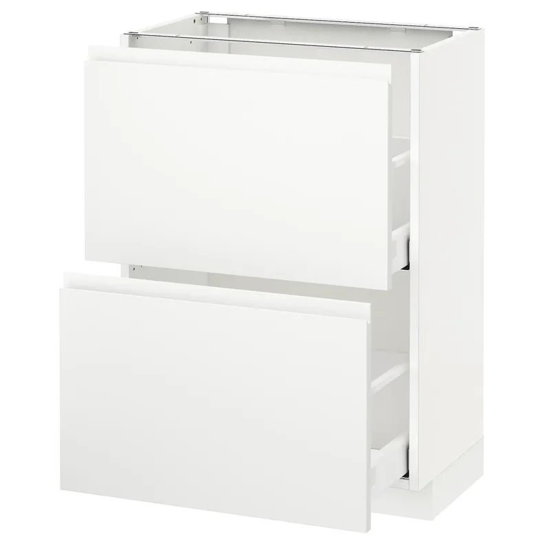 IKEA METOD МЕТОД / MAXIMERA МАКСИМЕРА, напольный шкаф с 2 ящиками, белый / Воксторп матовый белый, 60x37 см 691.128.30 фото №1