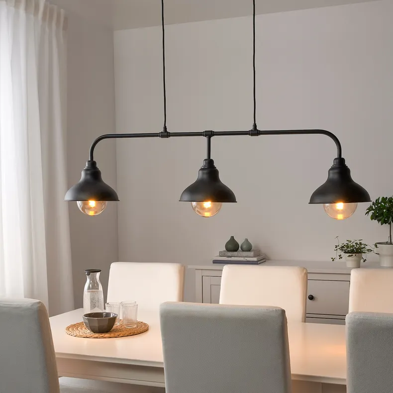 IKEA AGUNNARYD АГУННАРІД, підвісний світильник з 3 лампами, чорний, 122 см 303.421.63 фото №2