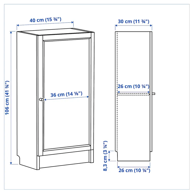IKEA BILLY БІЛЛІ / OXBERG ОКСБЕРГ, книжкова шафа з дверцятами, білий, 40x30x106 см 692.873.92 фото №7