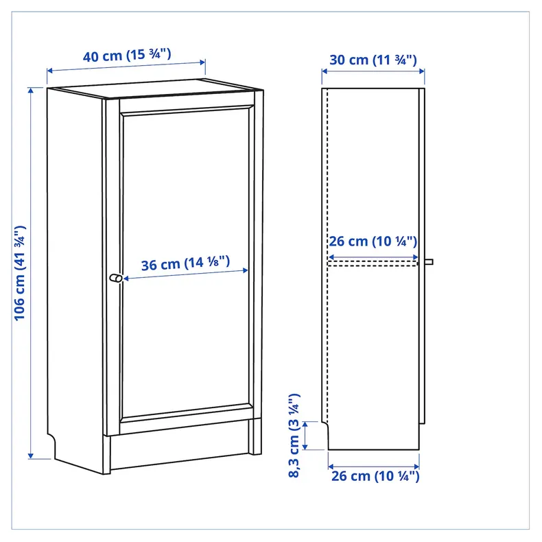 IKEA BILLY БИЛЛИ / OXBERG ОКСБЕРГ, стеллаж с дверью, белый, 40x30x106 см 692.873.92 фото №7