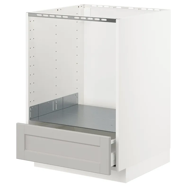 IKEA METOD МЕТОД / MAXIMERA МАКСИМЕРА, напольный шкаф д / духовки, с ящиком, белый / светло-серый, 60x60 см 492.743.95 фото №1