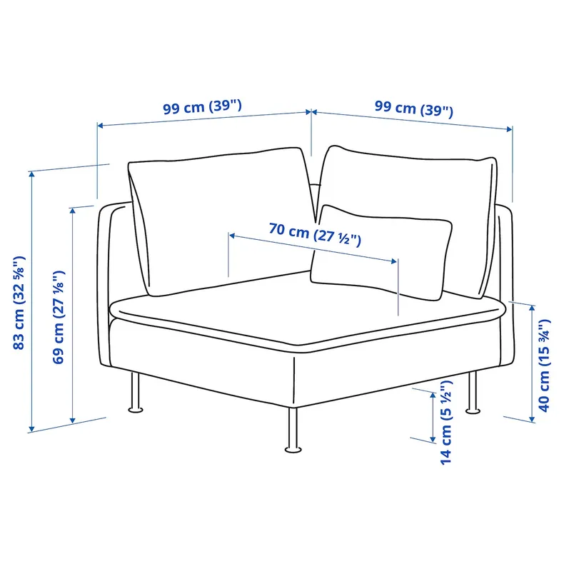 IKEA SÖDERHAMN СЕДЕРХАМН, кутова секція, Фритуна темно-сіра 194.496.03 фото №6