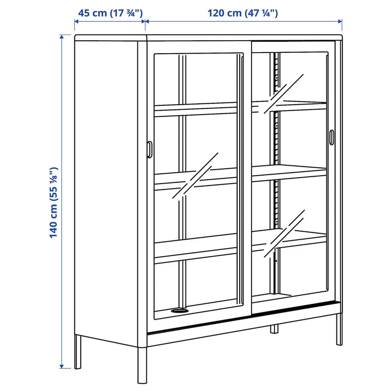 IKEA IDÅSEN ІДОСЕН, шафа з розсувними скляними дверцят, темно-сірий, 120х140 см 904.963.84 фото №7