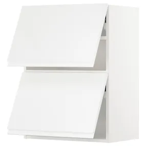 IKEA METOD МЕТОД, навісна шафа гориз 2 дверц нат мех, білий / ВОКСТОРП глянцевий / білий, 60x80 см 193.945.11 фото