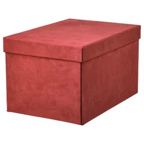 IKEA GJÄTTA ГЙЕТТА, коробка для зберігання з кришкою, коричнево-червоний оксамит, 18x25x15 см 905.704.30 фото