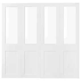 IKEA GRIMO ГРІМО, розсувні дверцята, 2 шт., скло / білий, 200x201 см 605.453.00 фото