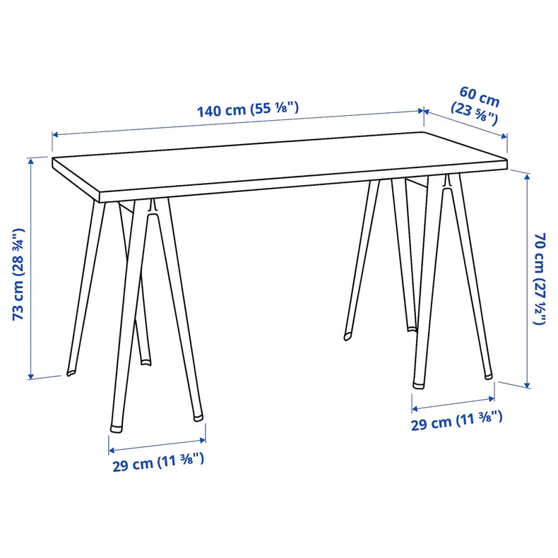 IKEA LAGKAPTEN ЛАГКАПТЕН / NÄRSPEL НЭРСПЕЛЬ, письменный стол, белый антрацит / темно-серый, 140x60 см 495.084.36 фото №9