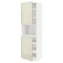 IKEA METOD МЕТОД, вис шафа д / мікрохв печі / 2 двер / пол, білий / Voxtorp високий глянець світло-бежевий, 60x60x200 см 694.564.36 фото