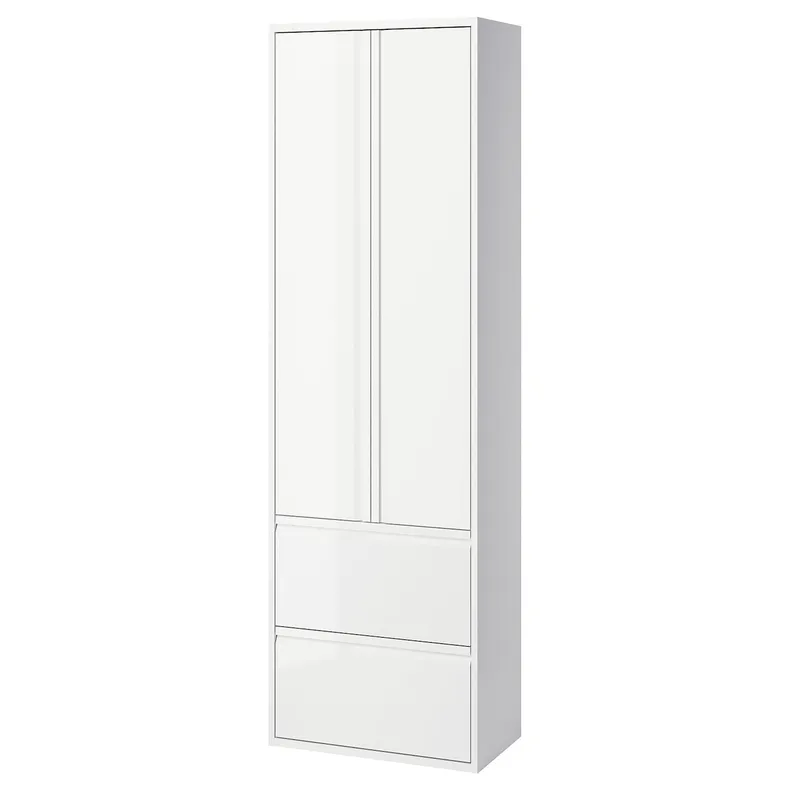 IKEA ÄNGSJÖN ЕНГШЕН, висока шафа з дверцятами/шухлядами, білий глянець, 60x35x195 см 205.531.65 фото №1