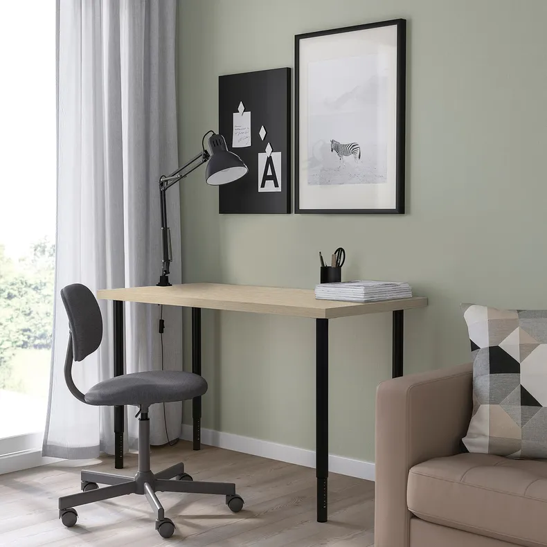 IKEA MITTCIRKEL МИТТЦИРКЕЛЬ / OLOV ОЛОВ, письменный стол, яркий эффект сосны / черного цвета, 120x60 см 595.086.81 фото №3