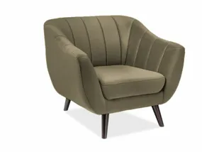 Крісло м'яке оксамитове SIGNAL ELITE 1, оливковий / венге фото