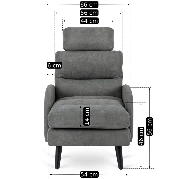Крісло м'яке з підставкою для ніг MEBEL ELITE HENRY, тканина: сірий фото №15