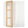 IKEA METOD МЕТОД, кутова настін шафа, полиці / скл двер, білий / ФОРСБАККА дуб, 68x100 см 895.093.25 фото