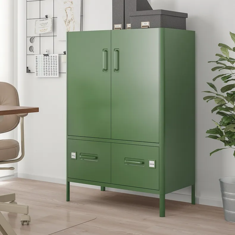 IKEA IDÅSEN ИДОСЕН, шкаф с дверцами и ящиками, тёмно-зелёный, 80x47x119 см 904.963.98 фото №6