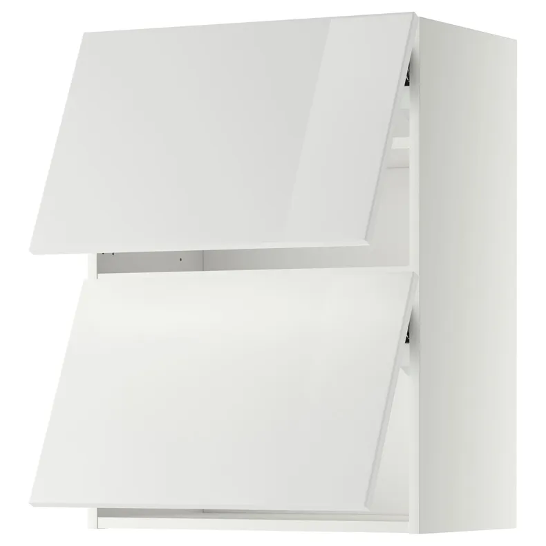 IKEA METOD МЕТОД, навесной горизонтальный шкаф / 2двери, белый / Рингхульт белый, 60x80 см 893.945.03 фото №1