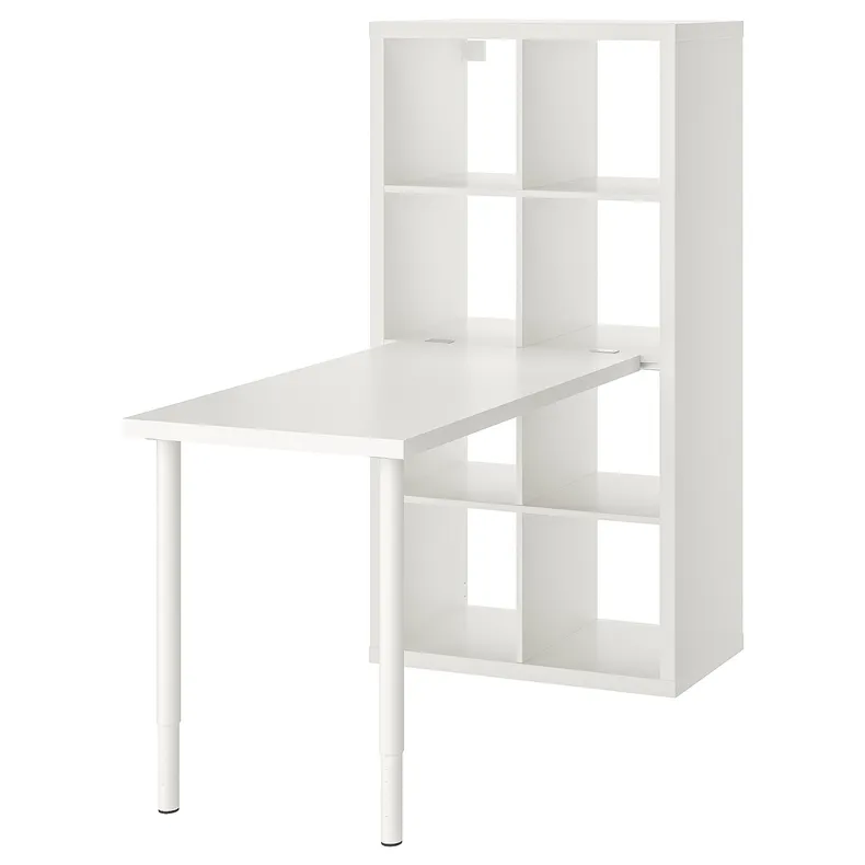 IKEA KALLAX КАЛЛАКС / LINNMON ЛИННМОН, стол, комбинация, белый, 77x139x147 см 294.817.01 фото №1