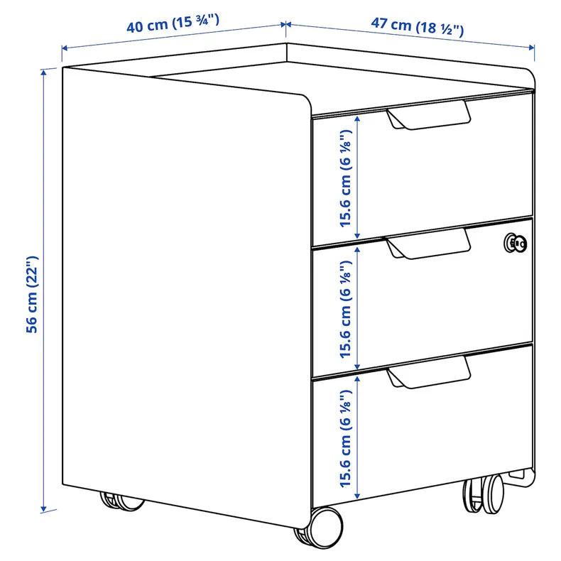 IKEA TROTTEN ТРОТТЕН, тумба з 3 шухлядами на коліщатках, антрацит 704.850.94 фото №6