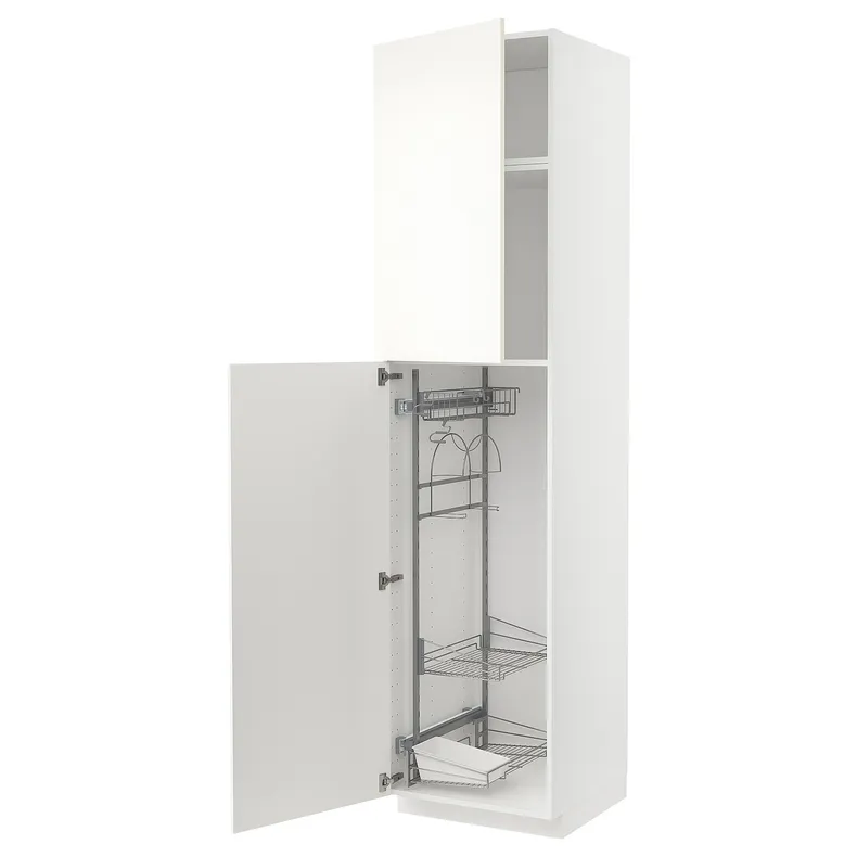 IKEA METOD МЕТОД, висока шафа із приладд д / прибирання, білий / ВАЛЛЬСТЕНА білий, 60x60x240 см 995.073.35 фото №1