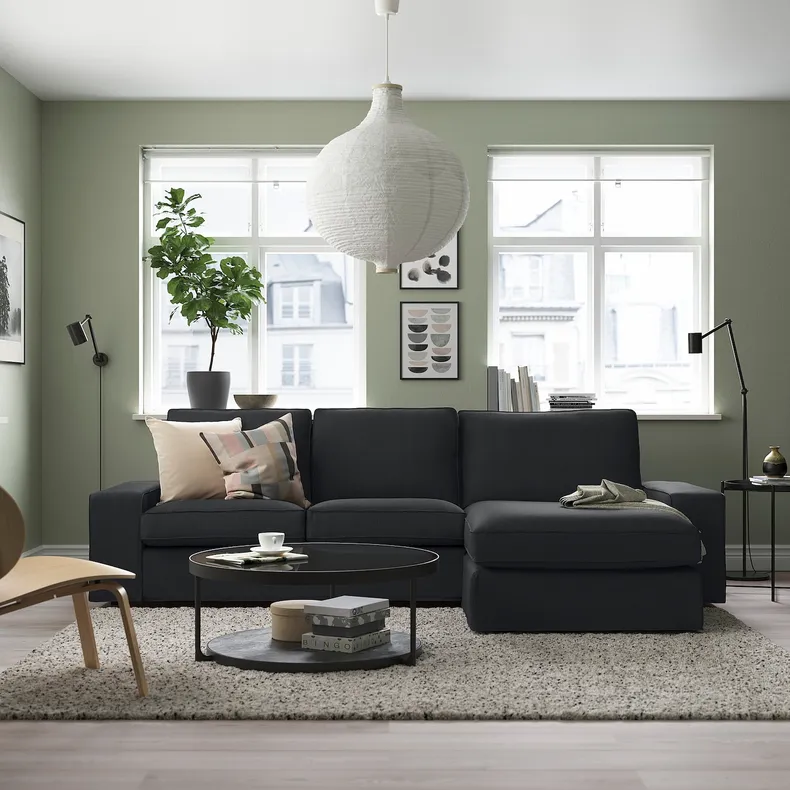 IKEA KIVIK КІВІК, 3-місний диван із кушеткою, ТРЕСУНД антрацит 994.828.39 фото №2